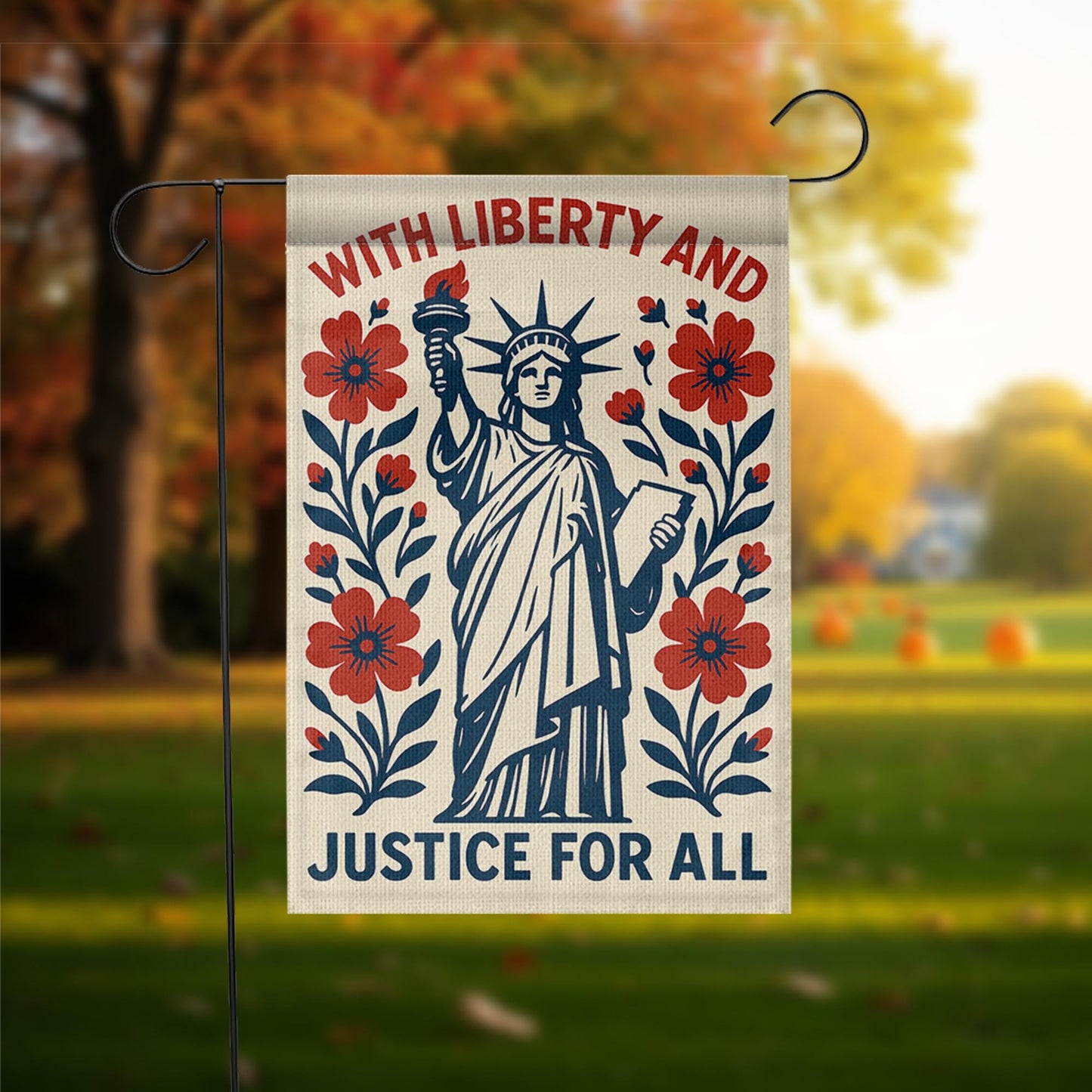 Patriotic Garden Flag: Statue of Liberty, Red White Blue Decor