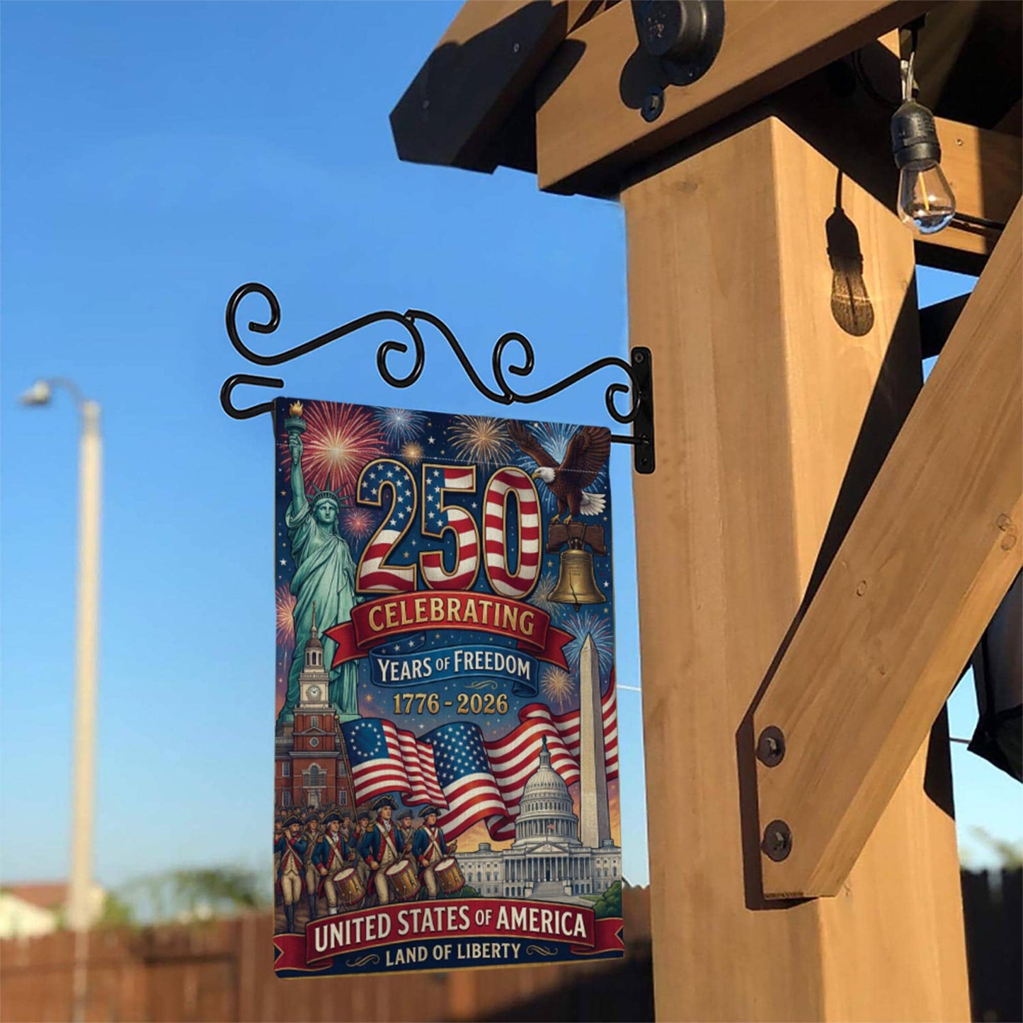 America 250 Garden Flag: 1776-2026 Patriotic Anniversary Outdoor Semiquincentennial Yard Decor