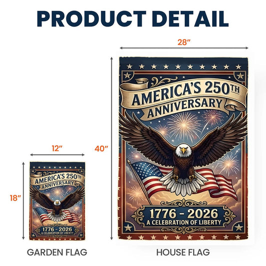 250 Years America Garden Flag, 250th Anniversary USA Patriotic Flag, 1776-2026 Commemorative, Celebrate 250th Anniversary, Patriotic Gift