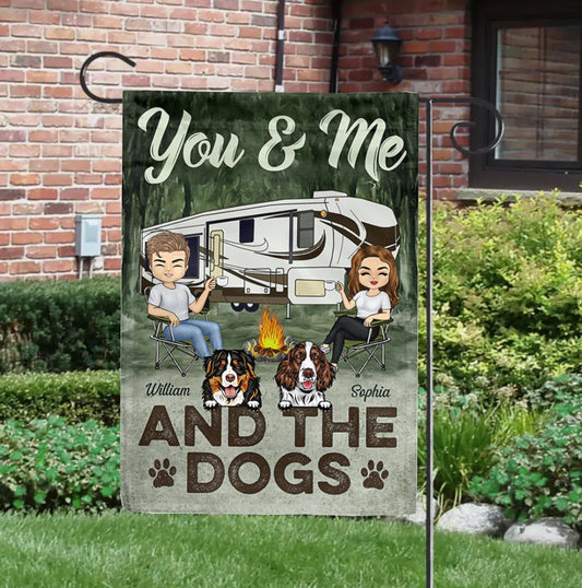 You and Me and The Dog Flag, Camping Welcome Flag, Funny Camping Flag, Camping Gifts, Camper Flag, Campsite Metal Sign, Custom Outdoor Decor