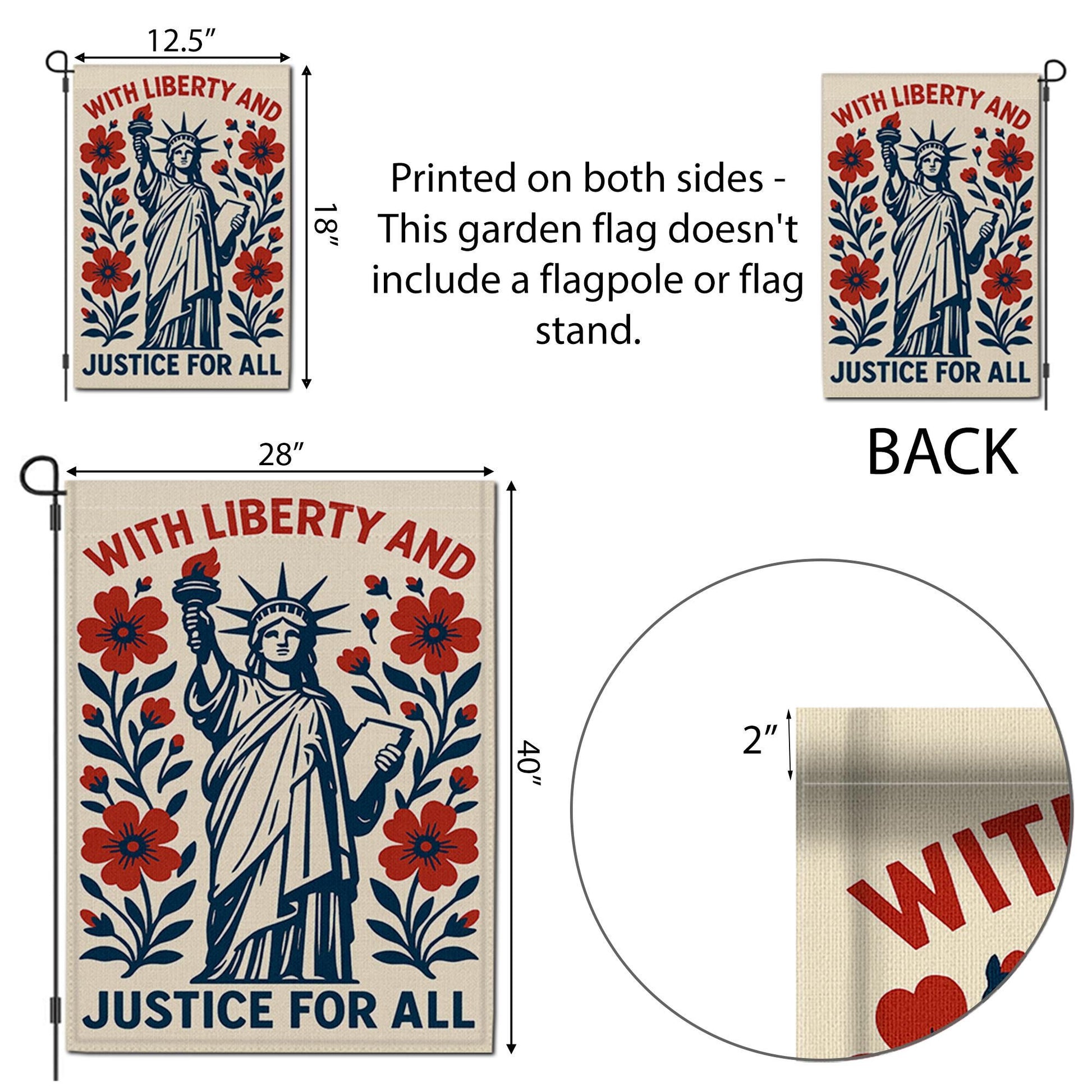Patriotic Garden Flag: Statue of Liberty, Red White Blue Decor