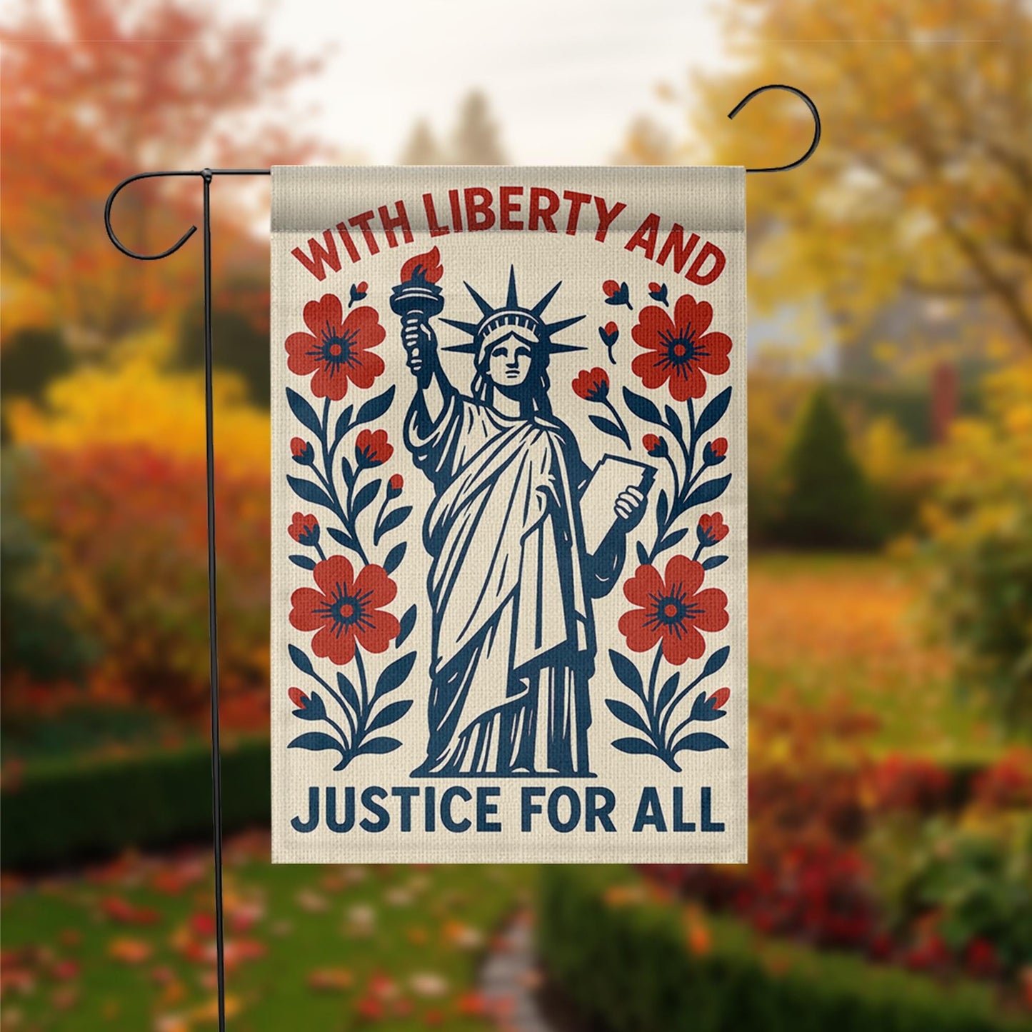 Patriotic Garden Flag: Statue of Liberty, Red White Blue Decor