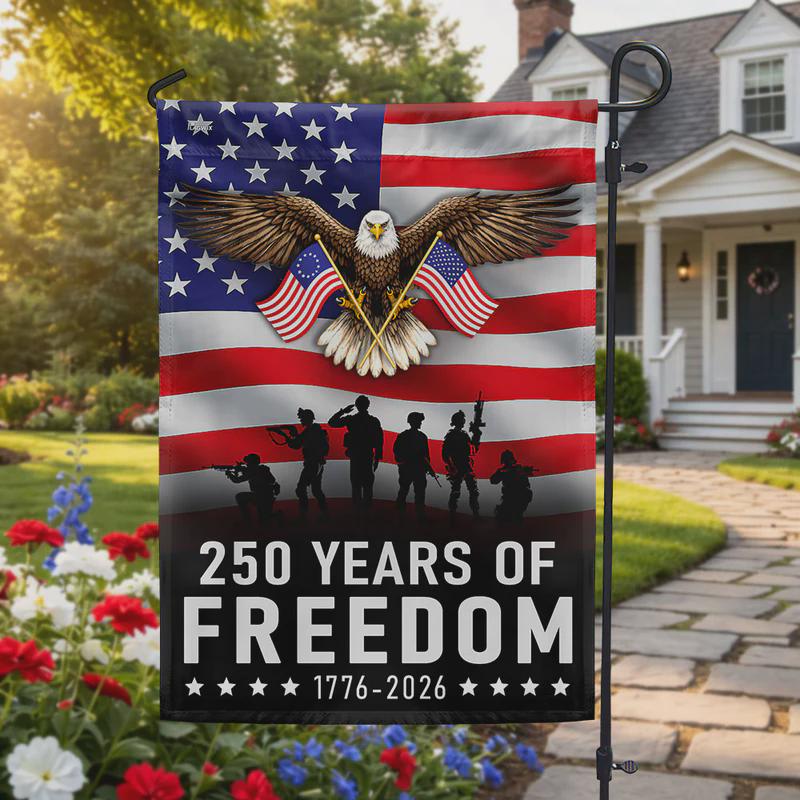 250 Years of Freedom Garden Flag, Patriotic Eagle USA Outdoor Decor