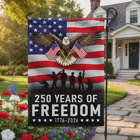 250 Years of Freedom Garden Flag, Patriotic Eagle USA Outdoor Decor