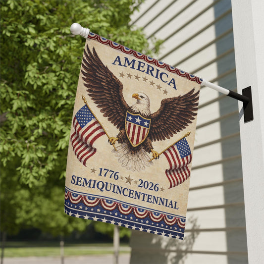 Happy Birthday America 250th Semiquincentennial Garden Flag, Patriotic Yard Flag Decor 250 Years House Banner, USA Porch Decoration