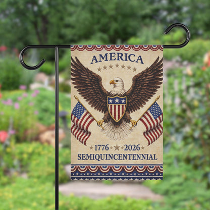 Happy Birthday America 250th Semiquincentennial Garden Flag, Patriotic Yard Flag Decor 250 Years House Banner, USA Porch Decoration