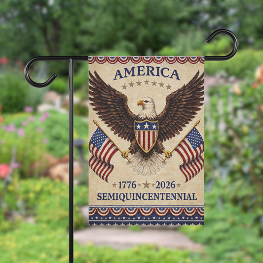 Happy Birthday America 250th Semiquincentennial Garden Flag, Patriotic Yard Flag Decor 250 Years House Banner, USA Porch Decoration