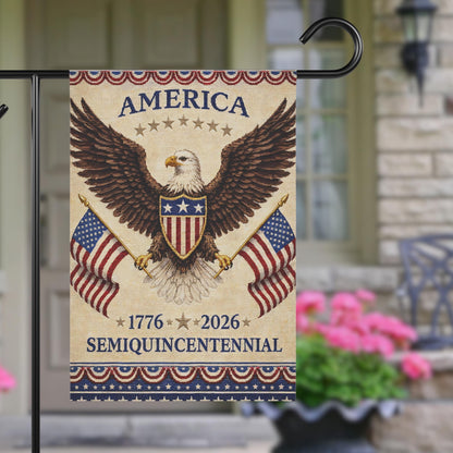 Happy Birthday America 250th Semiquincentennial Garden Flag, Patriotic Yard Flag Decor 250 Years House Banner, USA Porch Decoration
