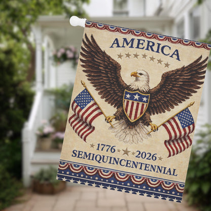 Happy Birthday America 250th Semiquincentennial Garden Flag, Patriotic Yard Flag Decor 250 Years House Banner, USA Porch Decoration