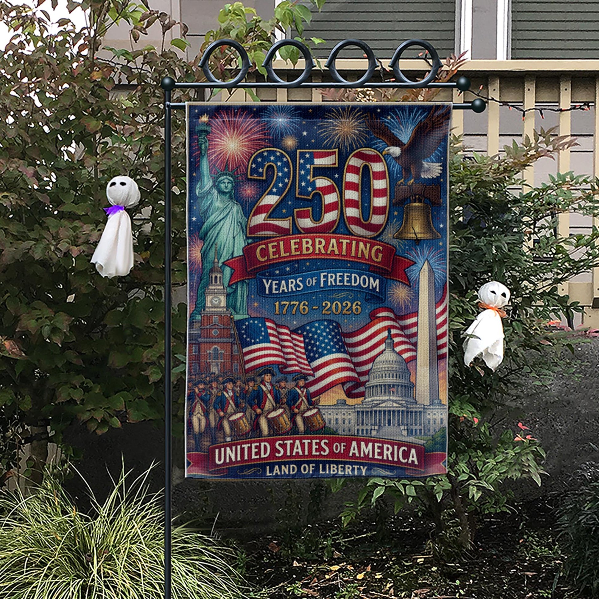 America 250 Garden Flag: 1776-2026 Patriotic Anniversary Outdoor Semiquincentennial Yard Decor