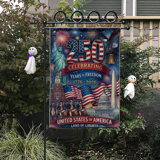 America 250 Garden Flag: 1776-2026 Patriotic Anniversary Outdoor Semiquincentennial Yard Decor