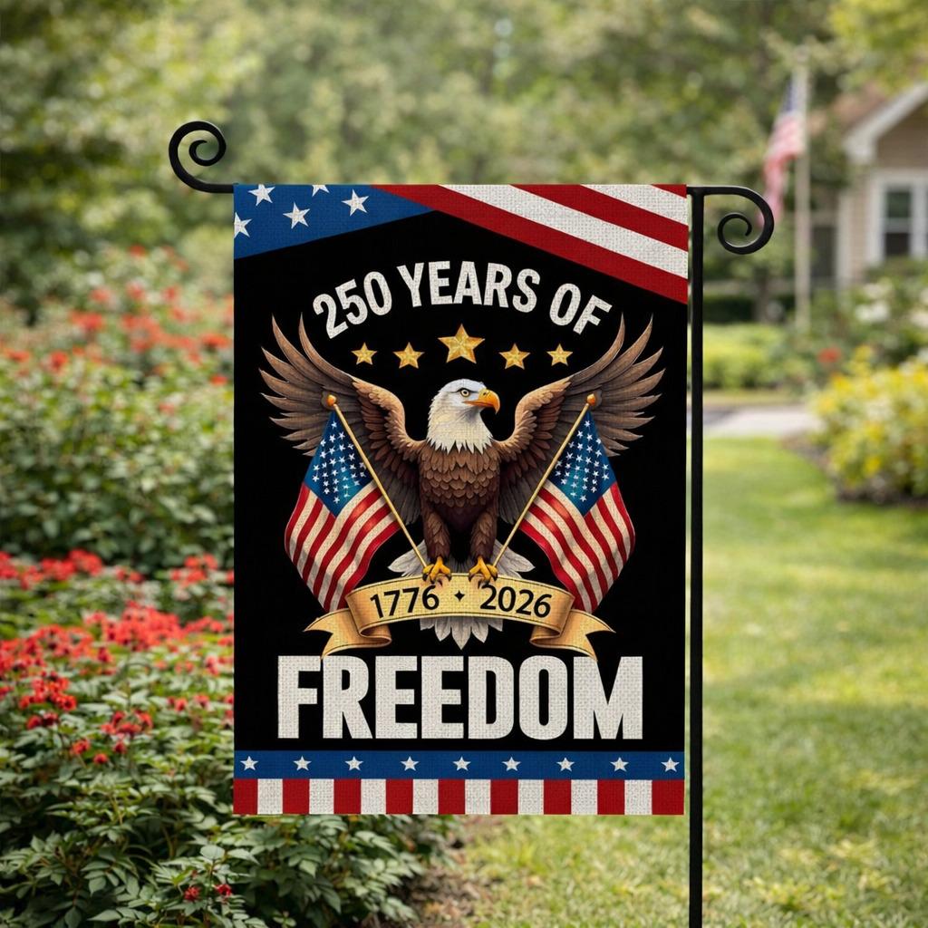 250 Years America Garden Flag,250th Anniversary USA Patriotic Banner Double-Sided with Eagle Design