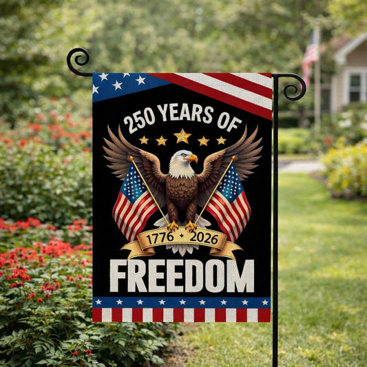 250 Years America Garden Flag,250th Anniversary USA Patriotic Banner Double-Sided with Eagle Design