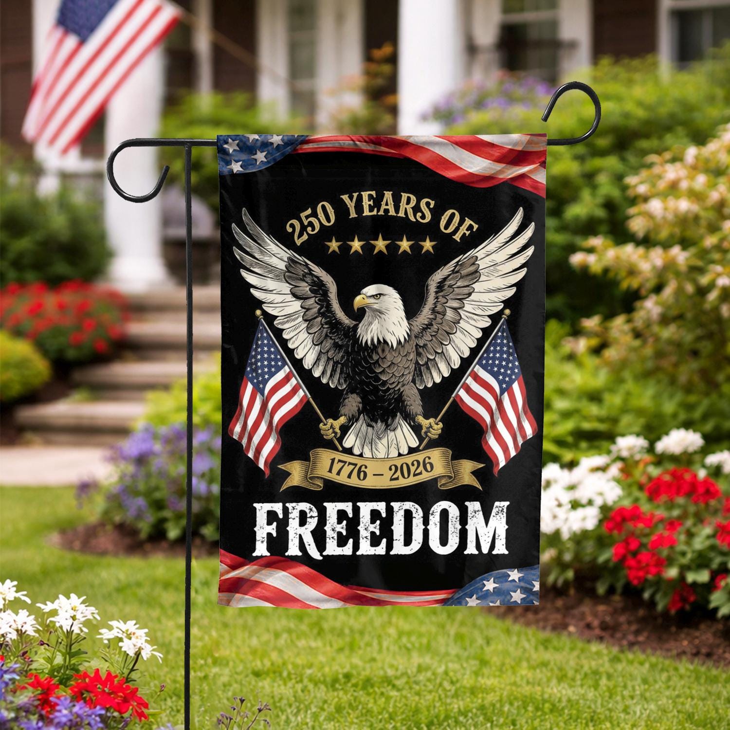 USA 250th Anniversary Garden Flag, 250 Years America Patriotic Banner, American Patriotic Banner with Freedom, 1776-2026 Commemorative