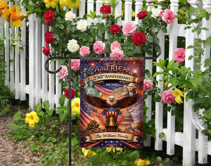 Personalized America 250th Anniversary Garden Flag, Custom Family Name Patriotic Yard Decor, 1776–2026 USA Gift