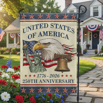250th Anniversary USA Garden Flag, Patriotic Eagle, Vintage July 4th Decor