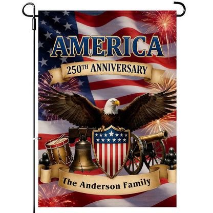 Personalized America 250th Anniversary Garden Flag , Custom Family Name Patriotic Flag, USA Independence Day Yard Decor