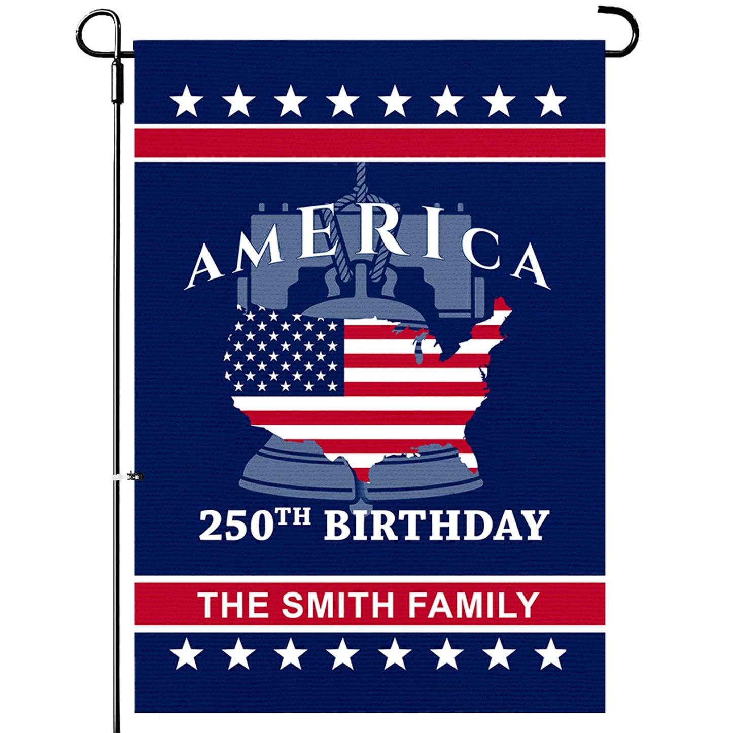 Personalized America 250th Anniversary Garden Flag , Custom Family Name Patriotic Flag, USA Independence Day Yard Decor