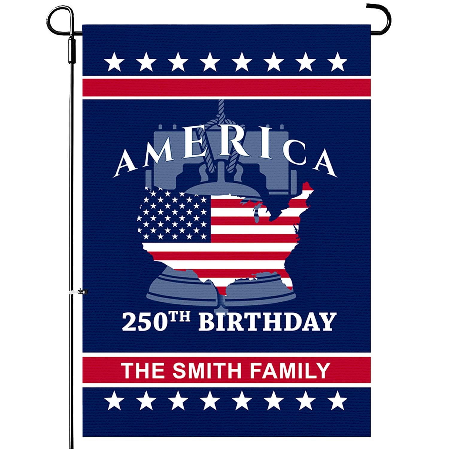 Personalized America 250th Anniversary Garden Flag , Custom Family Name Patriotic Flag, USA Independence Day Yard Decor