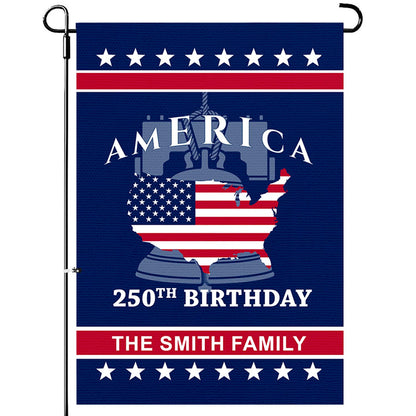 Personalized America 250th Anniversary Garden Flag , Custom Family Name Patriotic Flag, USA Independence Day Yard Decor