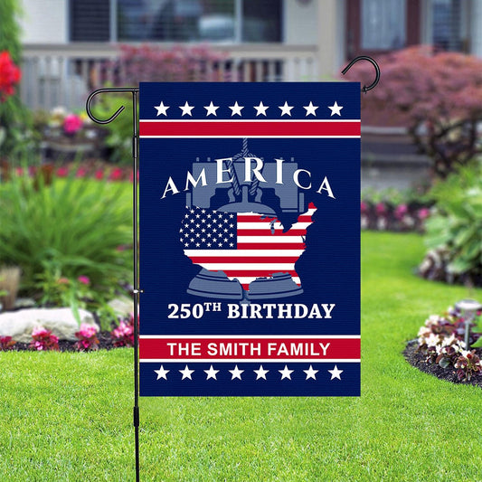 Personalized America 250th Anniversary Garden Flag , Custom Family Name Patriotic Flag, USA Independence Day Yard Decor