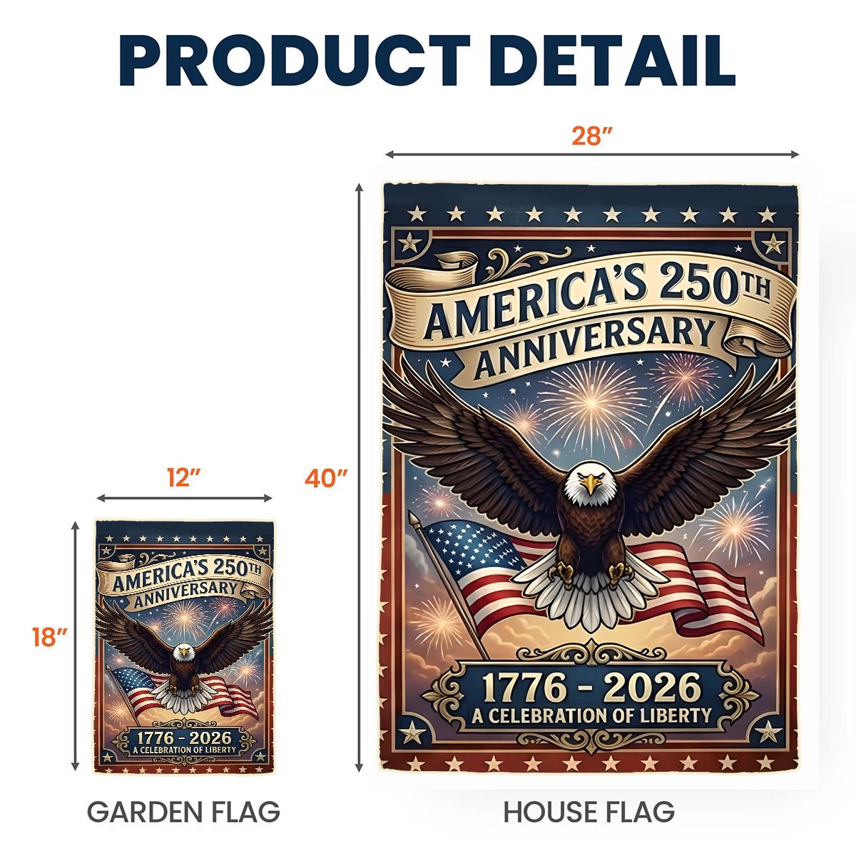 250 Years America Garden Flag, 250th Anniversary USA Patriotic Flag, 1776-2026 Commemorative, Celebrate 250th Anniversary, Patriotic Gift