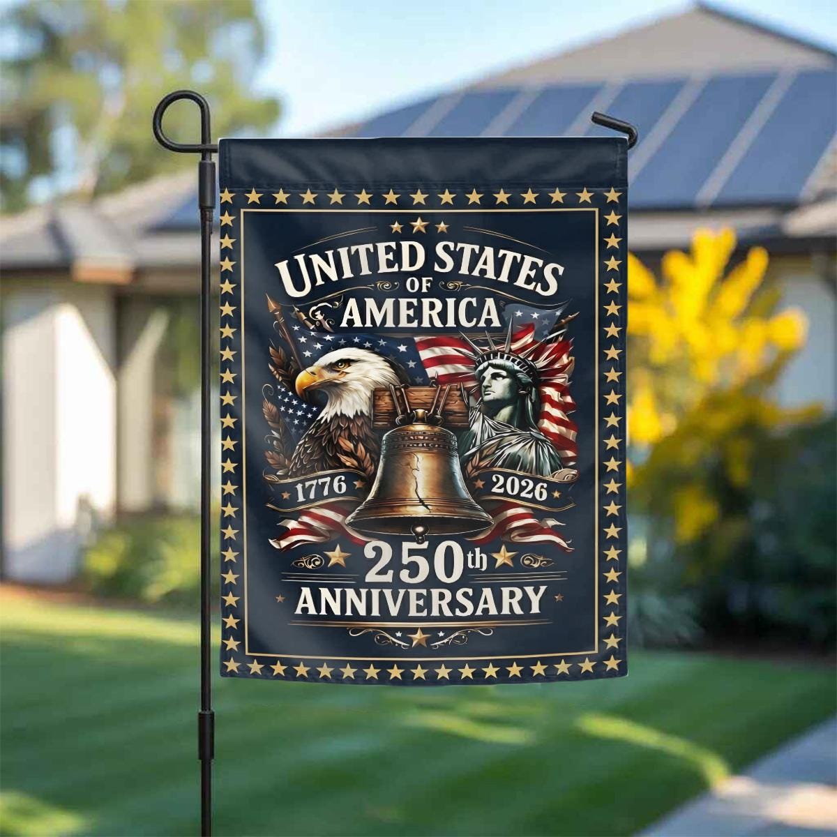 USA 250th Anniversary Garden Flag, America 1776-2026 Patriotic Eagle Liberty Bell, United States 250 Years Flag, 4th of July, Patriotic Gift