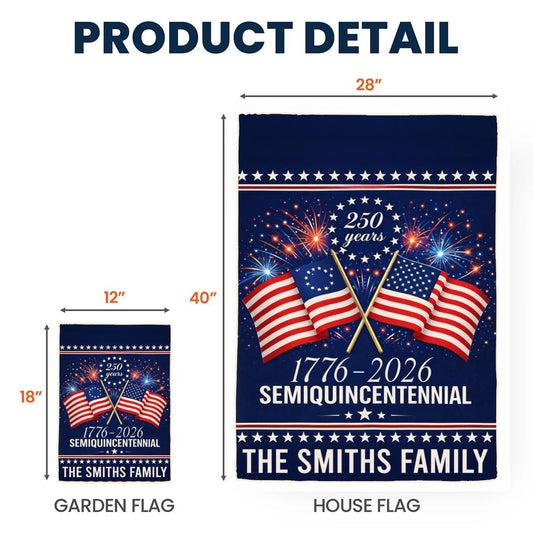 Custom 250 Years America Garden Flag, 250th Anniversary USA Patriotic Flag, 1776-2026 Commemorative, Celebrate 250 Years Patriotic Gift