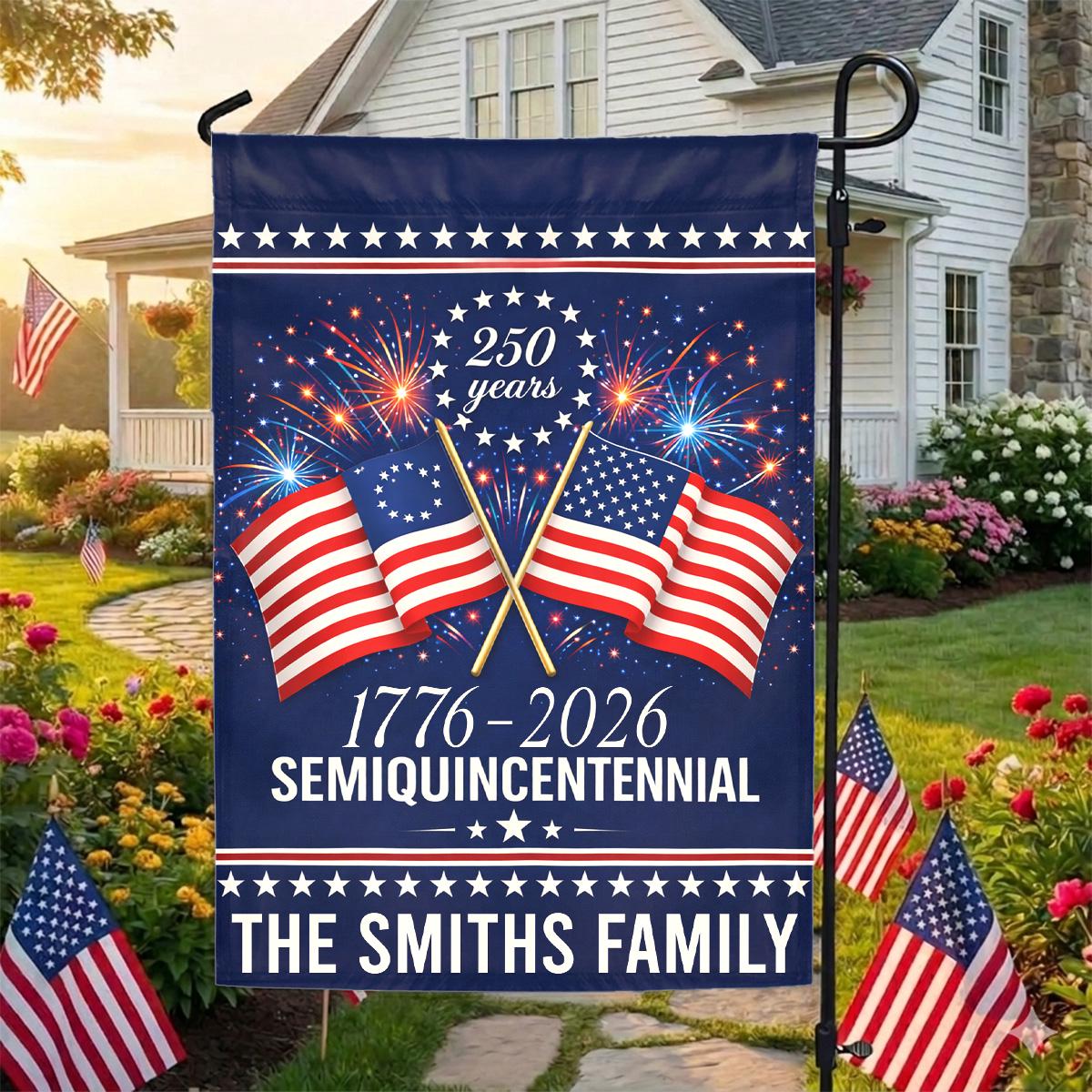 Custom 250 Years America Garden Flag, 250th Anniversary USA Patriotic Flag, 1776-2026 Commemorative, Celebrate 250 Years Patriotic Gift