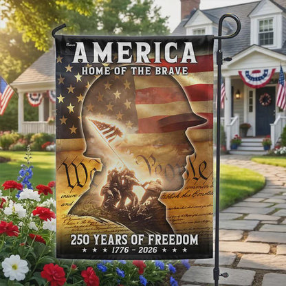 Patriotic American Flag, Home of the Brave Garden Decor, Veteran Memorial Tribute