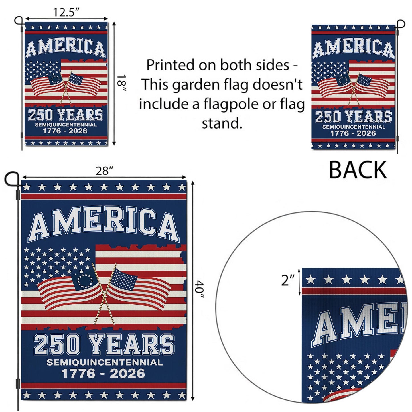 We The People 250th Anniversary Flag, 250 Years of Freedom Flag, USA Independence Day Decor, Fourth of July Gift, Celebration 1776-2026