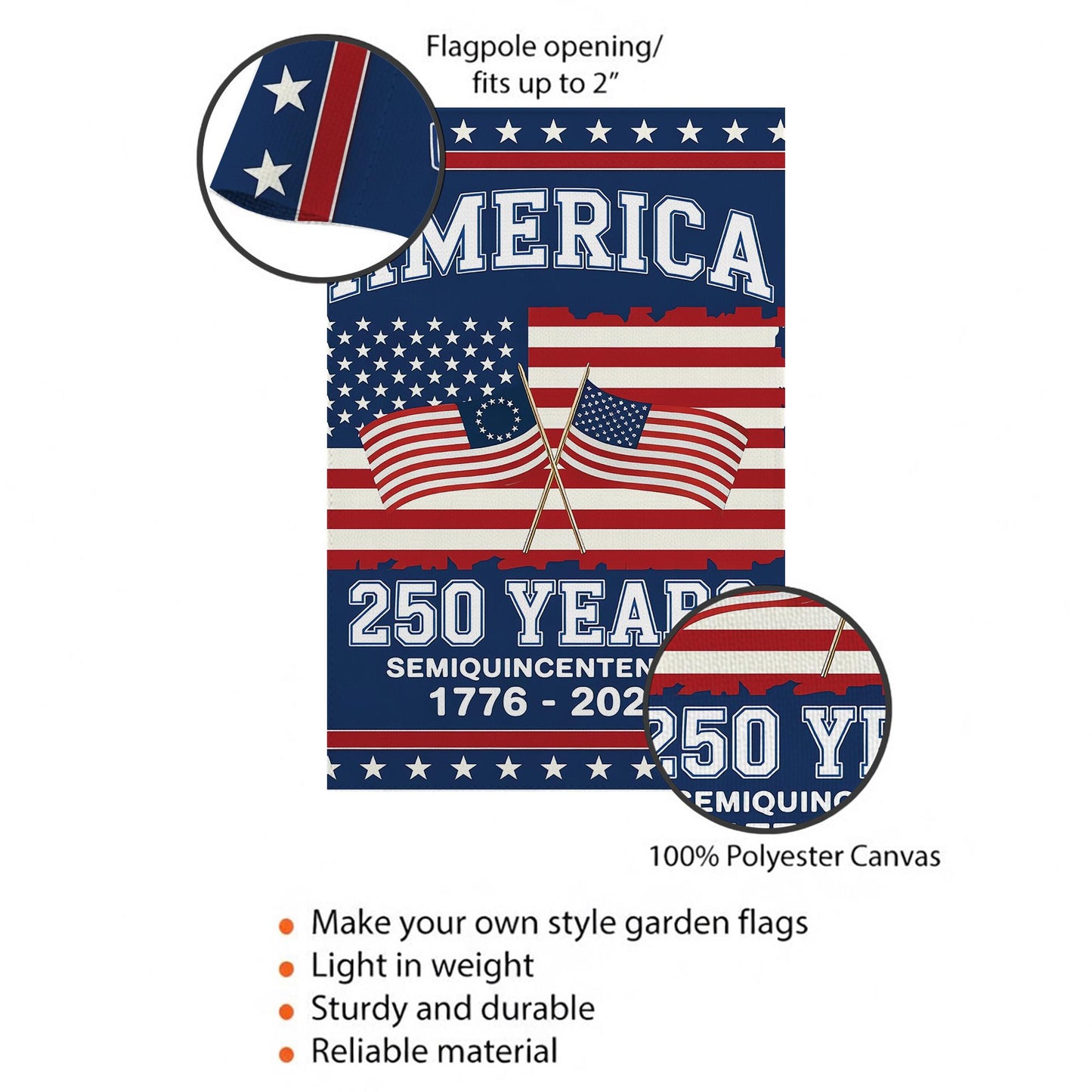 We The People 250th Anniversary Flag, 250 Years of Freedom Flag, USA Independence Day Decor, Fourth of July Gift, Celebration 1776-2026