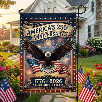 250 Years America Garden Flag, 250th Anniversary USA Patriotic Flag, 1776-2026 Commemorative, Celebrate 250th Anniversary, Patriotic Gift