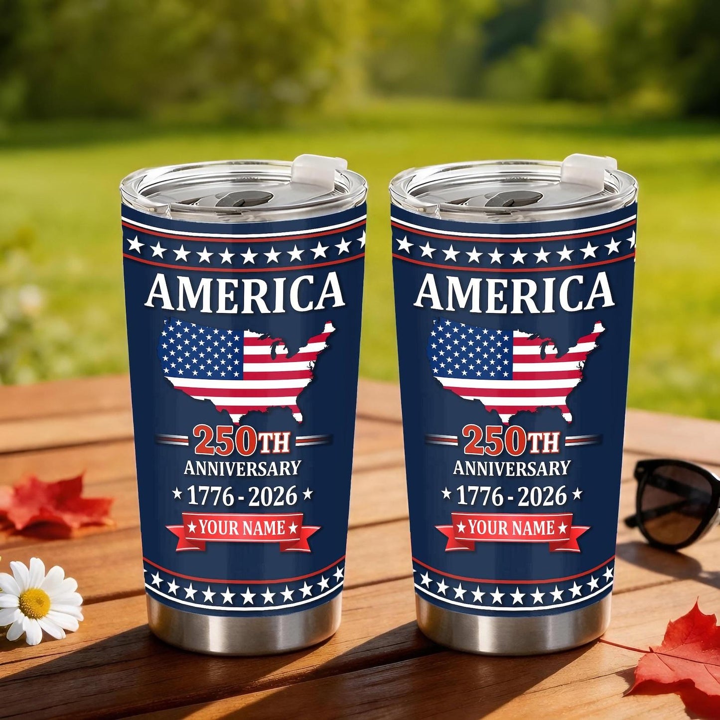 Personalized America 250th Anniversary Tumbler 1776-2026, Custom Name Patriotic USA Cup, Fourth of July Gift, Independence Day Mug